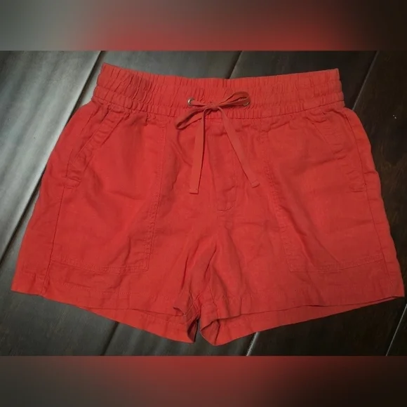 Gap Mid Rise Easy Linen-Blend Pull-On Shorts with ties, front & back pockets XS - Picture 3 of 7
